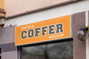 Free Rectangle Coffer Sign Mockup