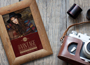 Free Retro Vintage Wooden Photo Frame Mockup vintage do mr 