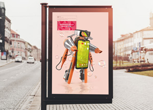 Free Roadside Advertising Banner Mockup PSD 2018 