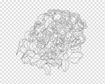 FREE Rose Line, gray rose bouquet sketch transparent background PNG clipart