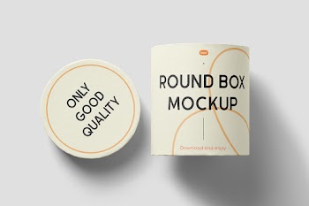 Free Round Box with Lid Mockup