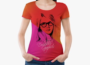 Free Round Neck Girl T-Shirt Mockup d 