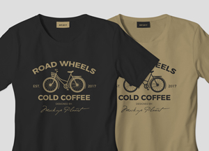 Free Round-Neck T-Shirt Mockup PSD eels oad wheelo 2017 2017 est cold coffee deced cold coffee deo 