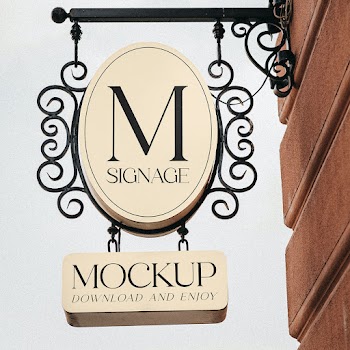 Free Rounded Signage Mockup