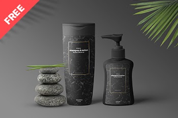 Free Shampoo &amp; Lotion Bottles Mockup free shampoo otion free 