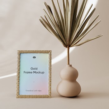Free Small Gold Frame Mockup