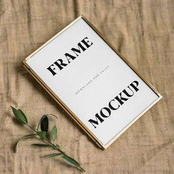 Free Small Golden Frame Mockup