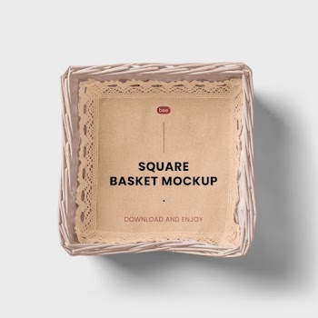 Free Square Basket Mockup