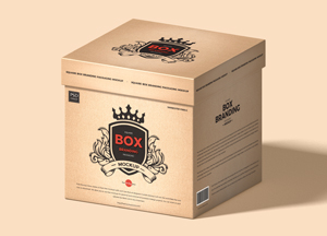 Free Square Box Branding Packaging Mockup box 