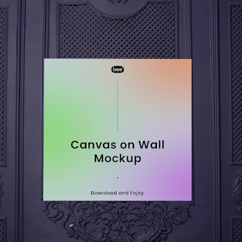 Free Square Canvas on Wall Mockup