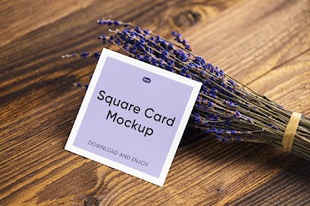 Free Square Card on Lavender Mockup