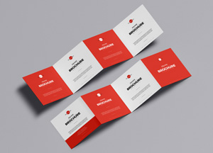 Free Square Four Fold Brochure Mockup 
