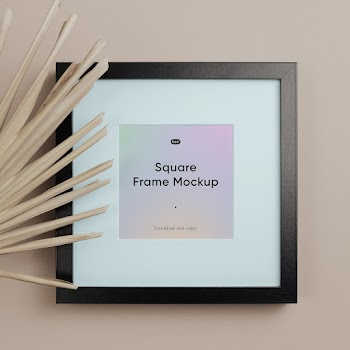 Free Square Frame with Plant Mockup