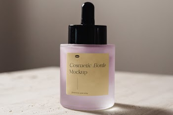 Free Square Label Bottle Mockup