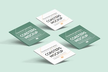 Free Square Paper Coaster Mockups