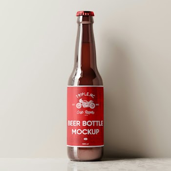 Free Standing Beer Bottle Mockup