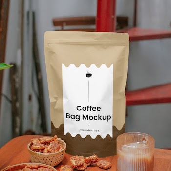 Free Standing Coffee Bag Mockup