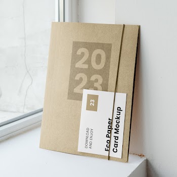 Free Standing Folder with Card Mockup
