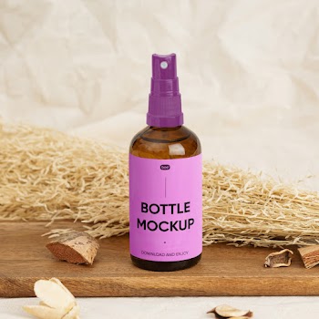 Free Standing Small Spray Bottle Mockup
