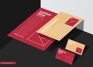 Free Stationery Mockup For Branding letter ize invitation ines cand pace eve uniness card 
