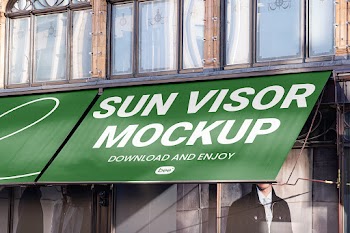 Free Storefront Sun Visors Mockup