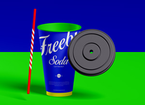 Free Straw Lid With Soda Cup Mockup freep soda 