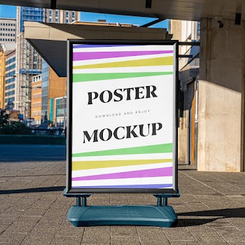 Free Street Poster Stand Mockup