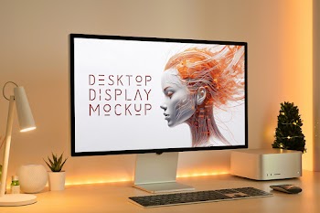 Free Studio Display Screen Mockup