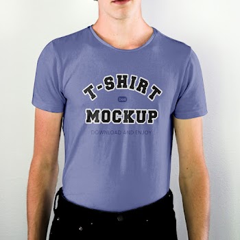 Free T-Shirt on Men Mockup