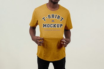 Free T-Shirt with Men Mockup