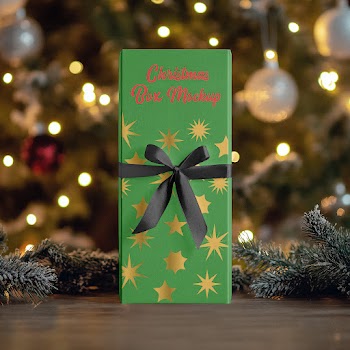 Free Tall Christmas Box Mockup