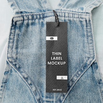Free Thin Label with Jeans Mockup