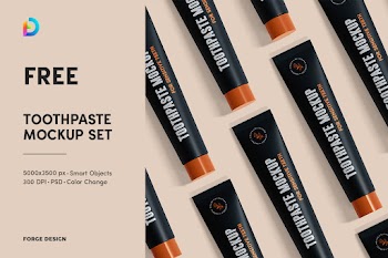 Free Toothpaste Tube With Box Mockup
