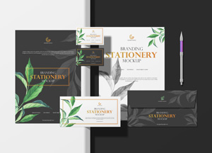 Free Top View Brand Stationery Mockup PSD brandeng stationery mocklip stationery stationery stationery 