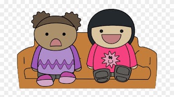 Free Two Kids Watching Tv Clip Art - Two Girls Watching Tv In Cartoon