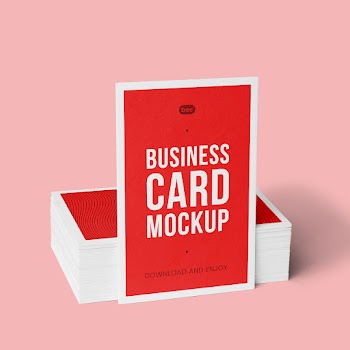 Free Vertical Business Card Stack Mockup