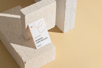 Free Vertical Business Card with Brick Mockup