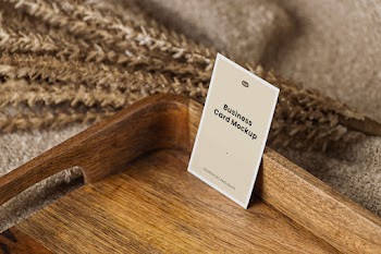Free Vertical Business Card with Plant Mockup
