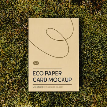 Free Vertical Card on Grass Mockup
