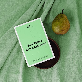 Free Vertical Card with Pear Mockup