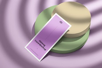 Free Vertical Card with Stand Mockup
