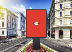 Free Vertical Outdoor Advertisement Billboard PSD Mockup 