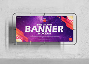 Free Wall Mounted Banner Mockup wall mounted banner mockup 