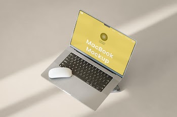 Free Wide Open MacBook Mockup
