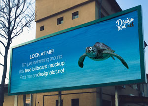 Free Wide Outdoor Billboard Mockup Psd For Advertisement design alol e look at me! imust sunming around s fee bilboard mockup! fird me on designalot.net 