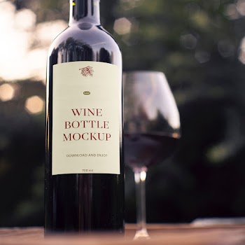 Free Wine Bottle with Label Mockup