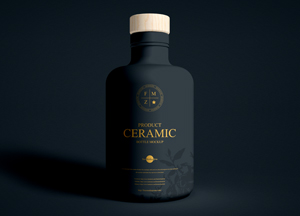 Free Wooden Lid Product Ceramic Bottle Mockup PSD product ceramic 