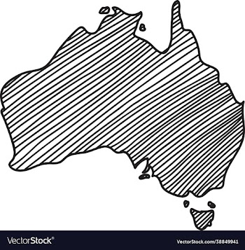 freehand australia map sketch on white background