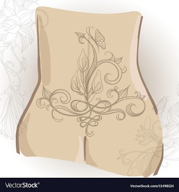 Freehand drawing of tattoo with lilies on the vector image