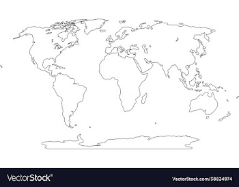 freehand world map sketch on white background